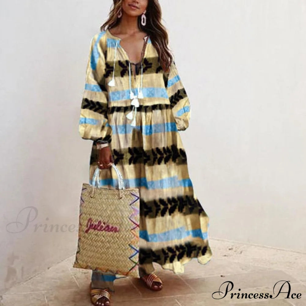 Autumn Vintage Long Lantern Sleeve Ladies Dresses green 1 / S