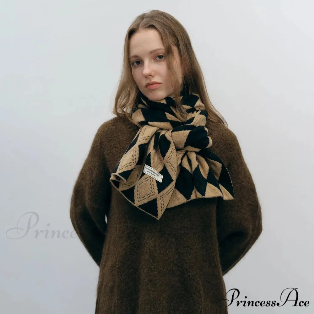 Autumn Winter Cashmere Two Color Shawl Scarf for Women black and coffee / L184CM W31CM