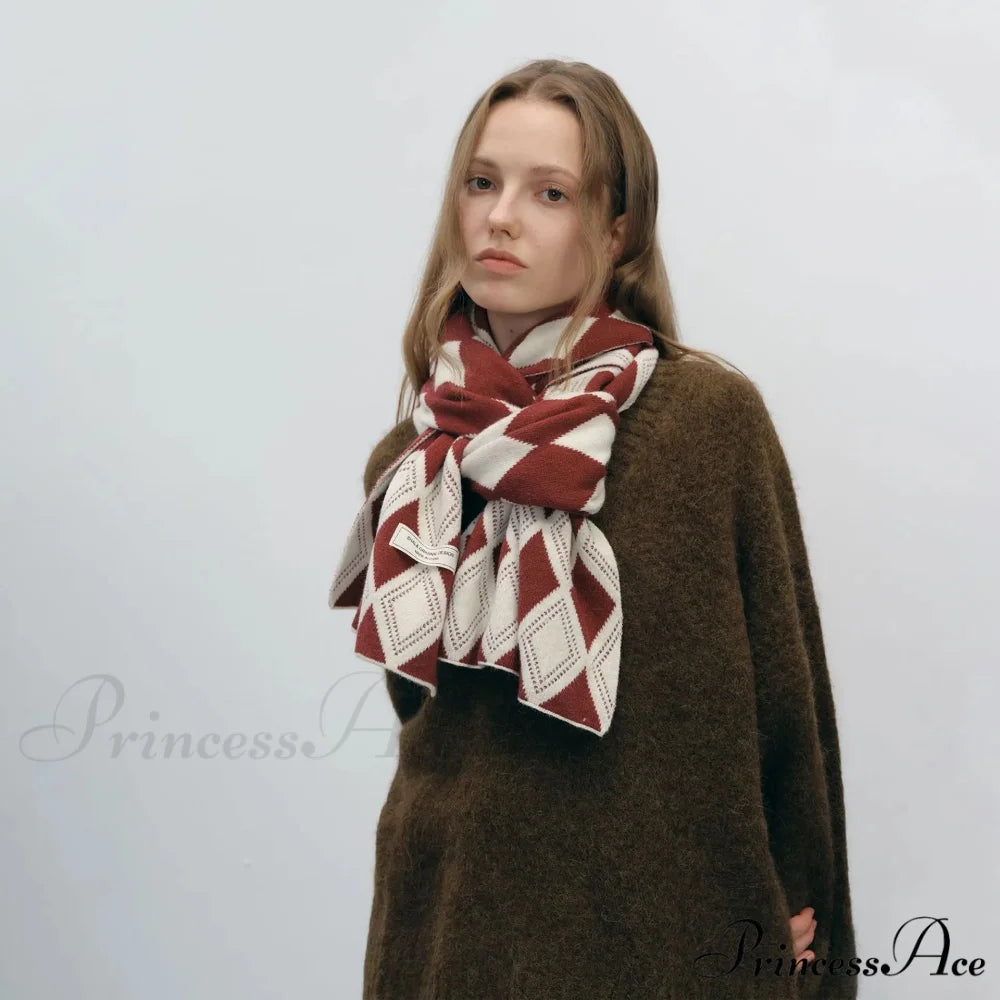 Autumn Winter Cashmere Two Color Shawl Scarf for Women red and white / L184CM W31CM