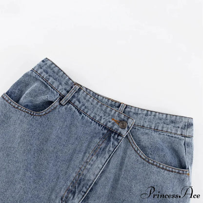 Autumn Winter Fashion High Waist Split Vintage Long Denim Wrapped Skirt