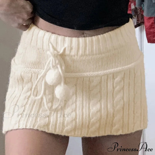 Autumn Winter Fashion Twist Wool Woven Age-Reducing Commuter Decorated Skirt