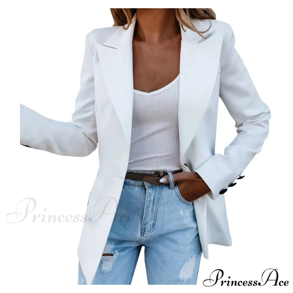 Autumn Winter Long Sleeves Turn Down Collar Outwear Suit Tops Slim Overcoat Women’s Warm Chic Stylish Elegant