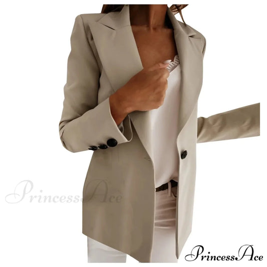 Autumn Winter Long Sleeves Turn Down Collar Outwear Suit Tops Slim Overcoat Women’s Warm Chic Stylish Elegant
