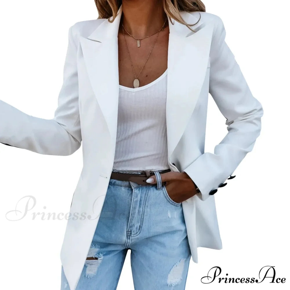 Autumn Winter Long Sleeves Turn Down Collar Outwear Suit Tops Slim Overcoat Women’s Warm Chic Stylish Elegant