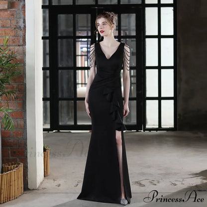 Ava Cowl Stylish Neck Formal Dress BLACK / XS