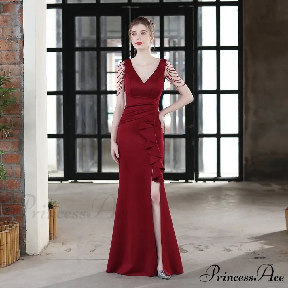 Ava Cowl Stylish Neck Formal Dress BURGUNDY / XS