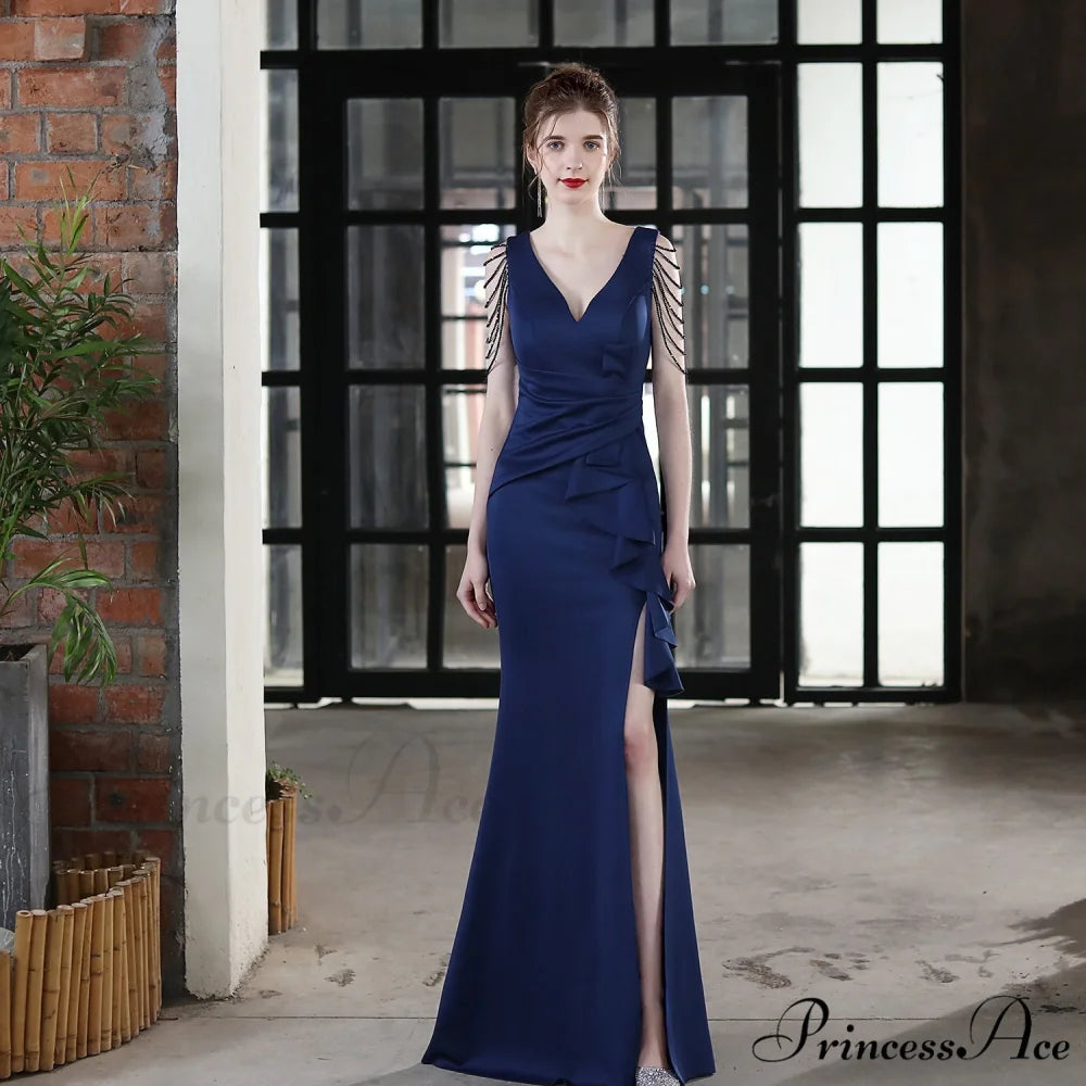 Ava Cowl Stylish Neck Formal Dress NAVY / XS