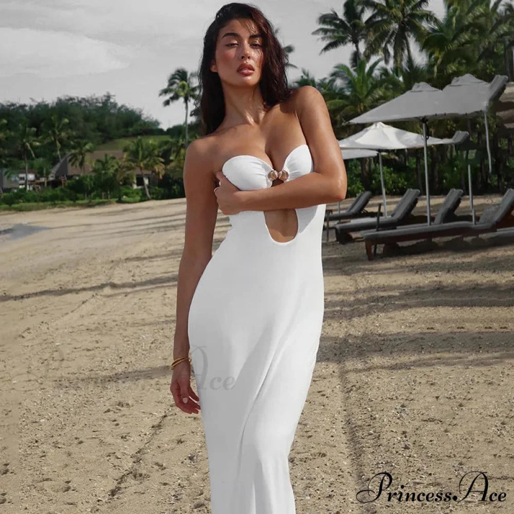 AVA Elegant MAXI DRESS White / S