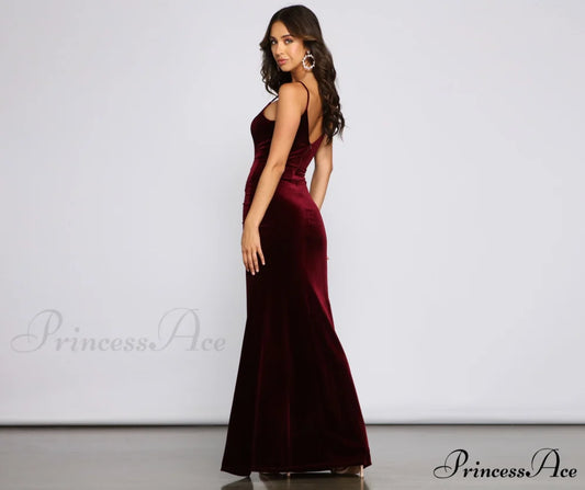 Ava Ruched Stylish Velvet Mermaid Dress