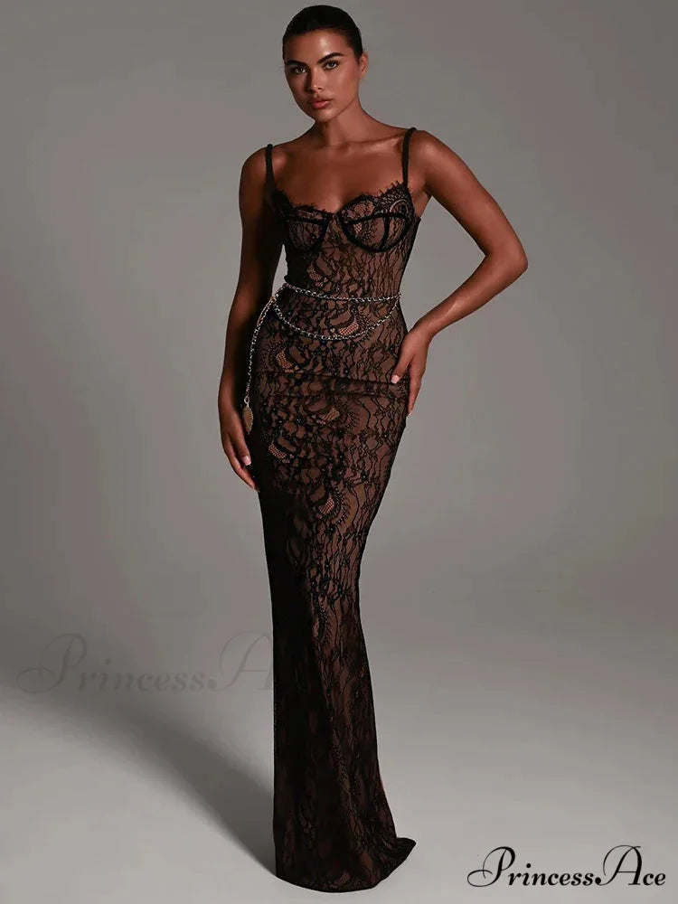 AVRIL Elegant MAXI DRESS S / Black