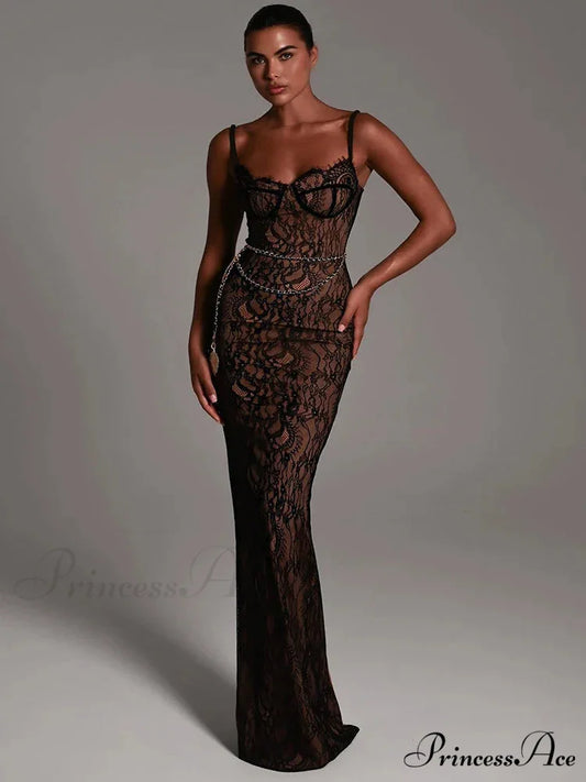 AVRIL Elegant MAXI DRESS S / Black
