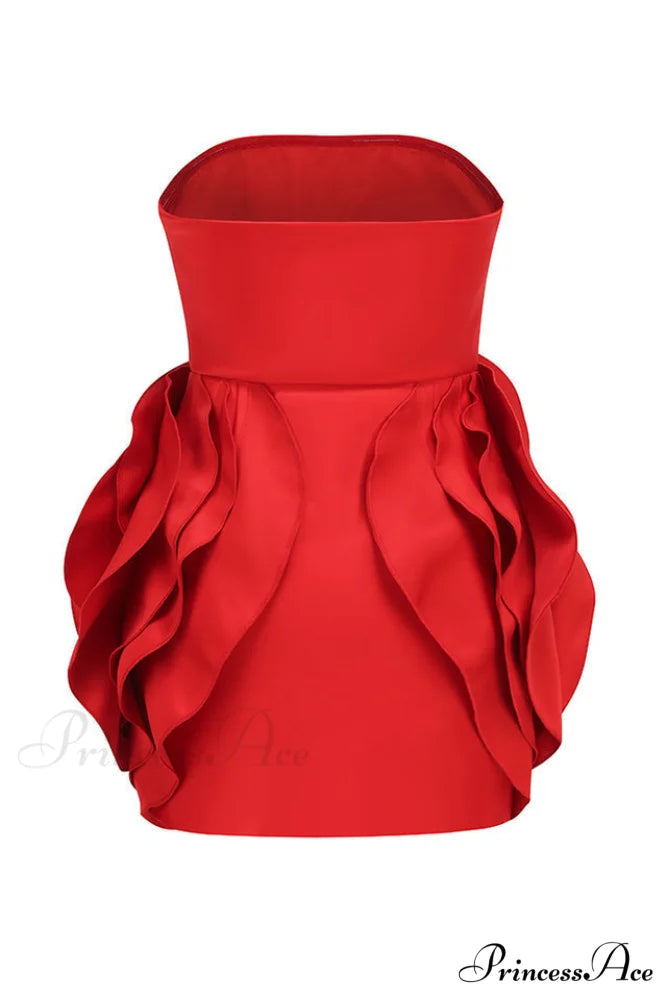 Ayat Strapless Stylish Flower Mini Dress