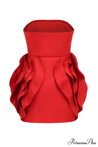 Ayat Strapless Stylish Flower Mini Dress