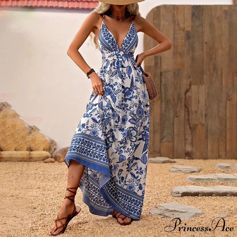 Azure Ivory China Chiffon Floral Petite Dress oldfloraldress-250126