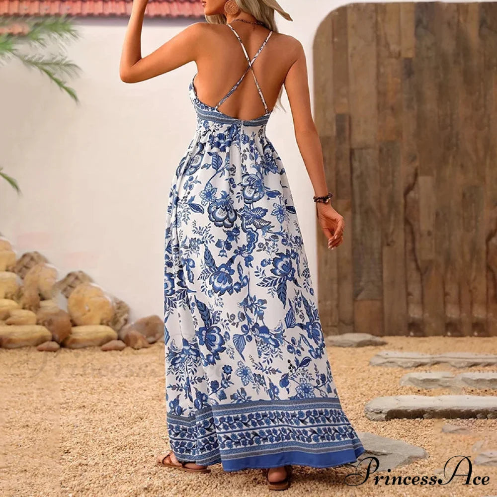 Azure Ivory China Chiffon Floral Petite Dress oldfloraldress-250126