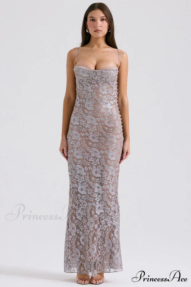 Azzurra Rose Stylish Lace Dress XS / Gray