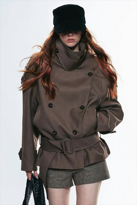 Double Breasted Belted Trench Jacket