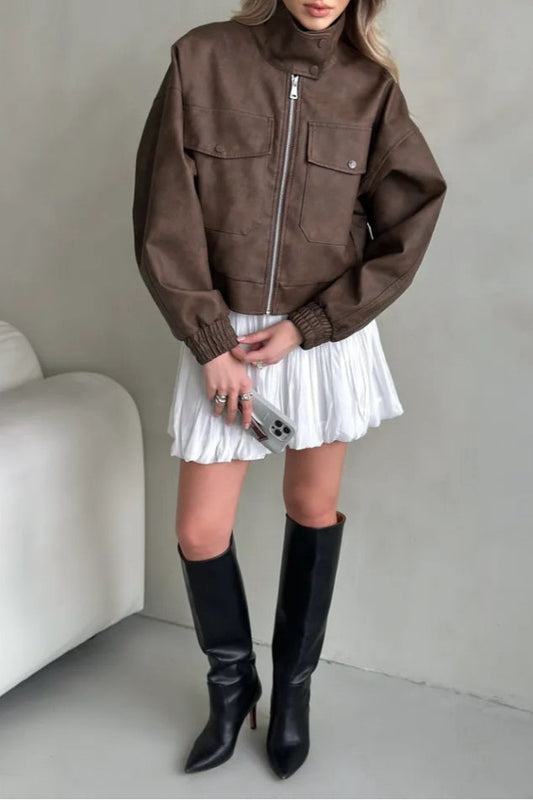 Lightweight PU Open Coat