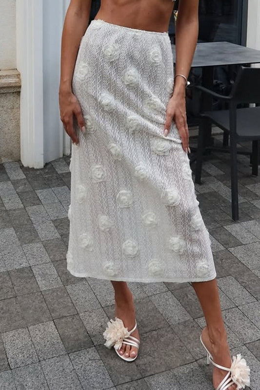 Appliqué Flower Bodycon Maxi Skirt