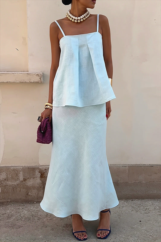 Elegant Casual Solid Cami Skirt Set