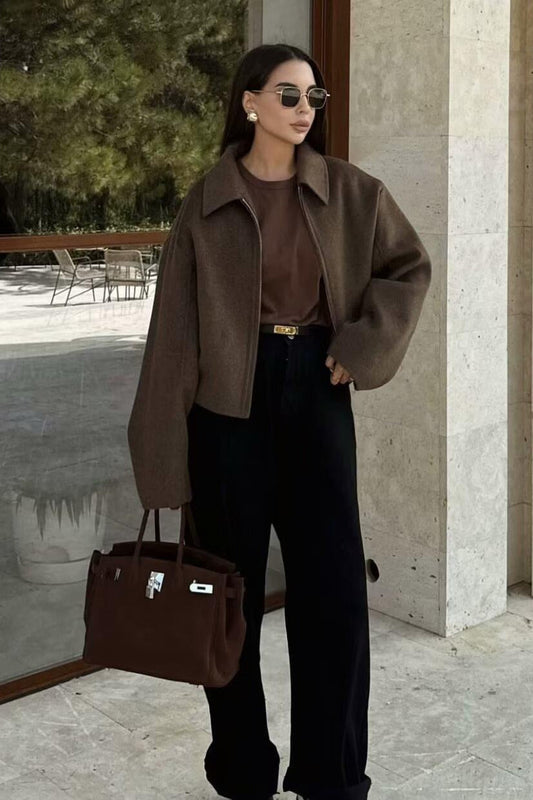 Minimalist Lapel Short Wool Coat