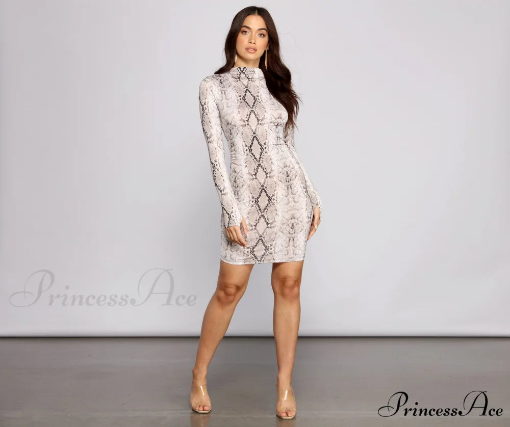 Babe Alert Snake Charming Print Mini Dress