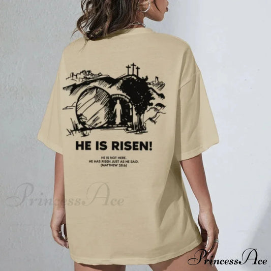 Back Printed T-shirt Khaki / S t-shirt-250223