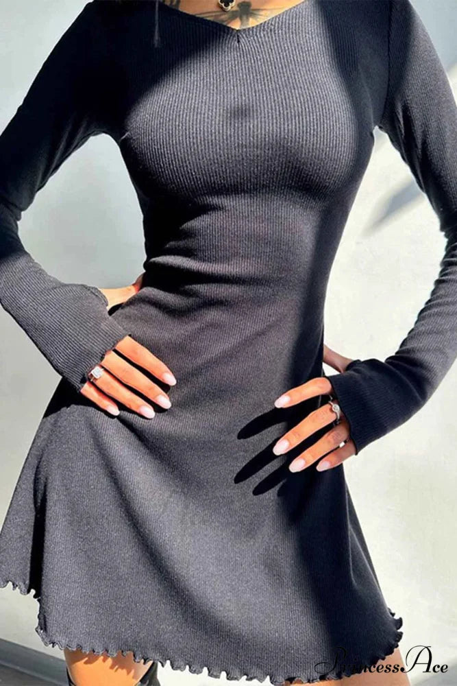 Back Strap Long Sleeve Mini Dress