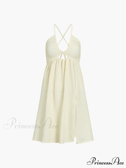 Backless Criss Cross Trendy Split Midi Dress
