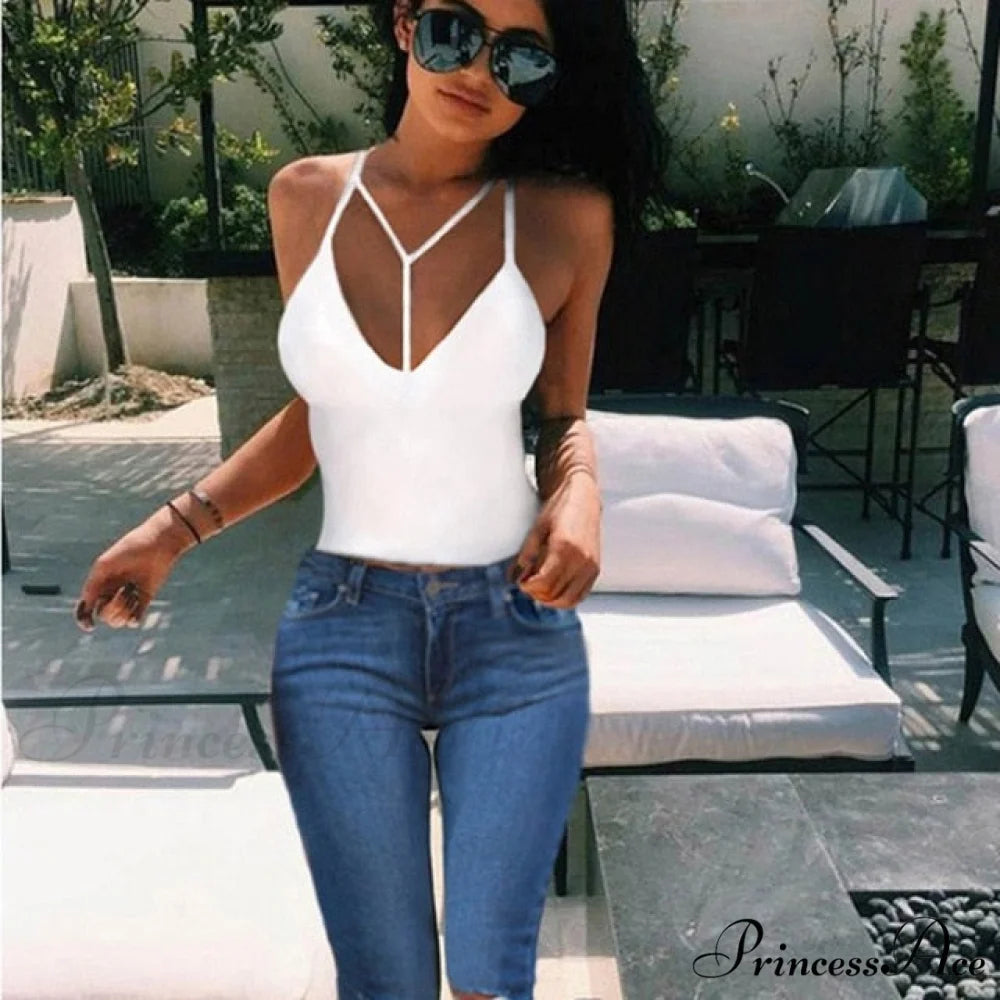 Backless Hollow Out Fitness Sleeveless Short Crop Tops White 1 / S