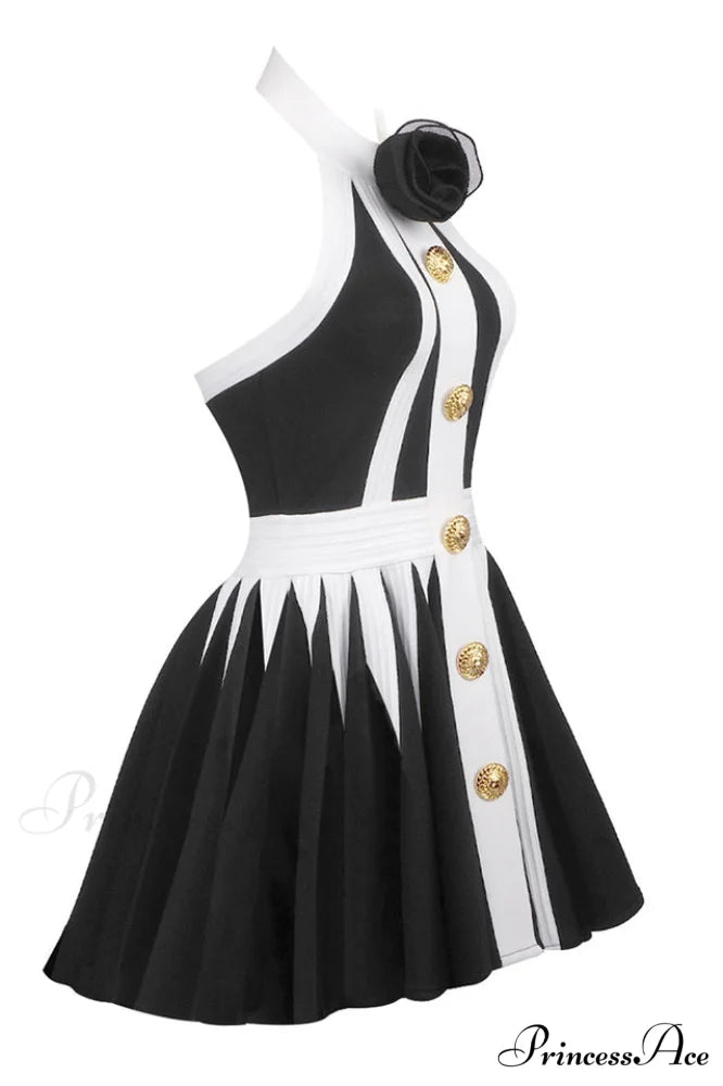 Backless Knit Dress Charming With Rose Detail