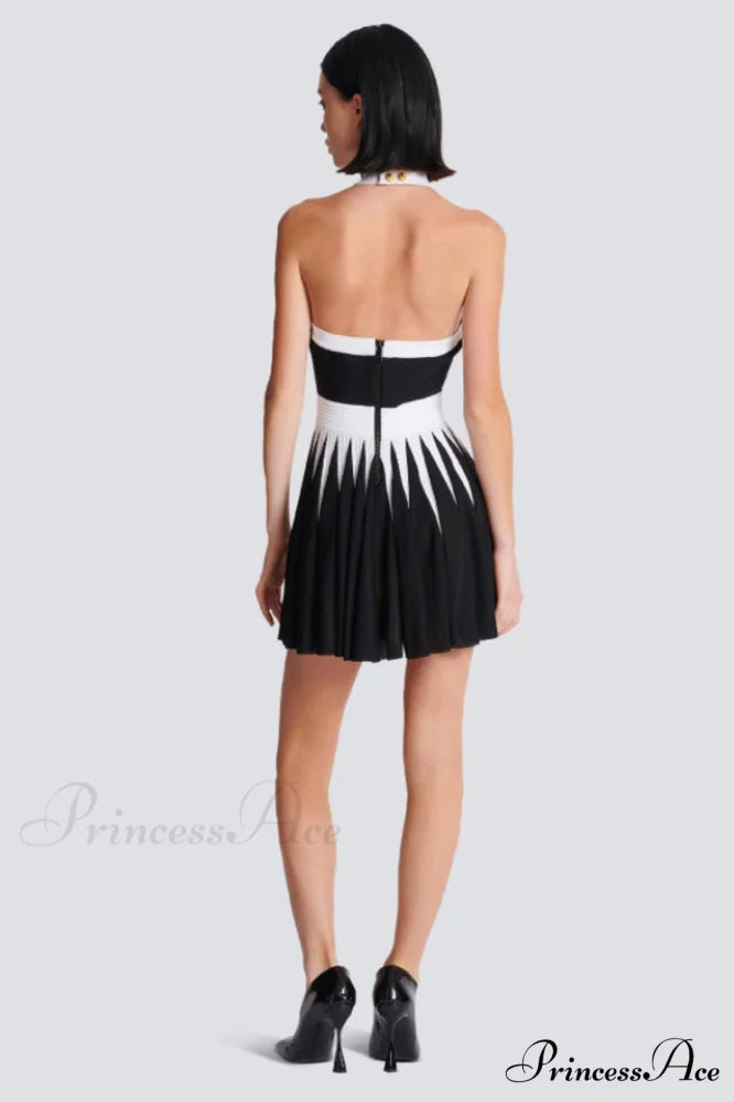 Backless Knit Dress Charming With Rose Detail