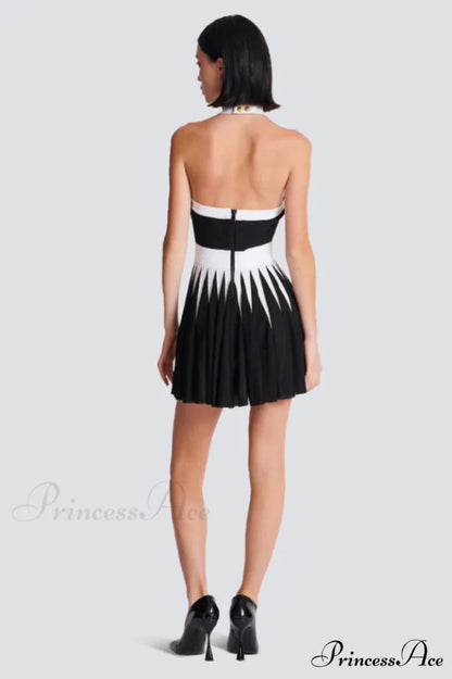 Backless Knit Dress Charming With Rose Detail