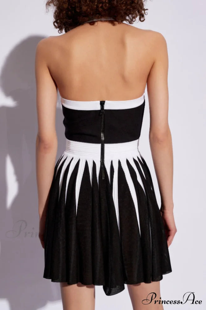 Backless Knit Dress Charming With Rose Detail
