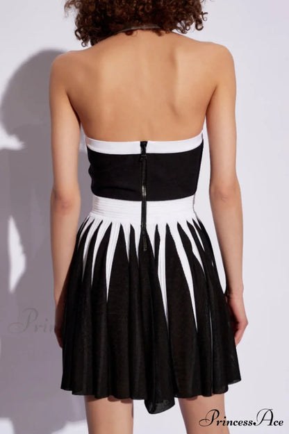 Backless Knit Dress Charming With Rose Detail