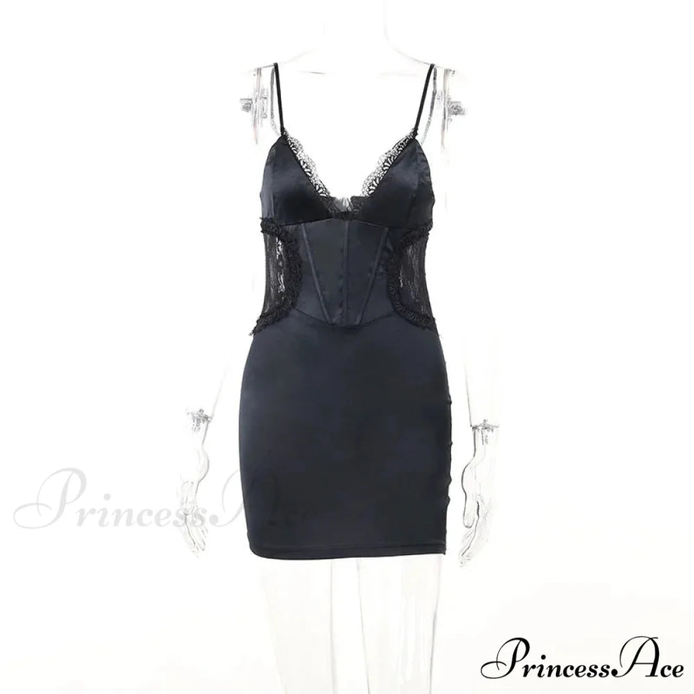 Backless Lace Detailing Club Mini Dress