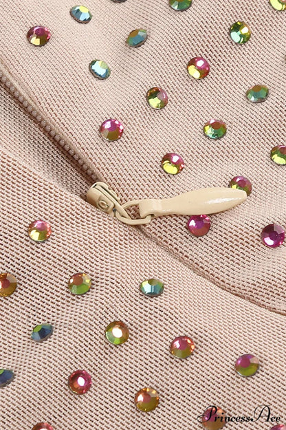 Backless Long Sleeve Charming Beading Mini Dress