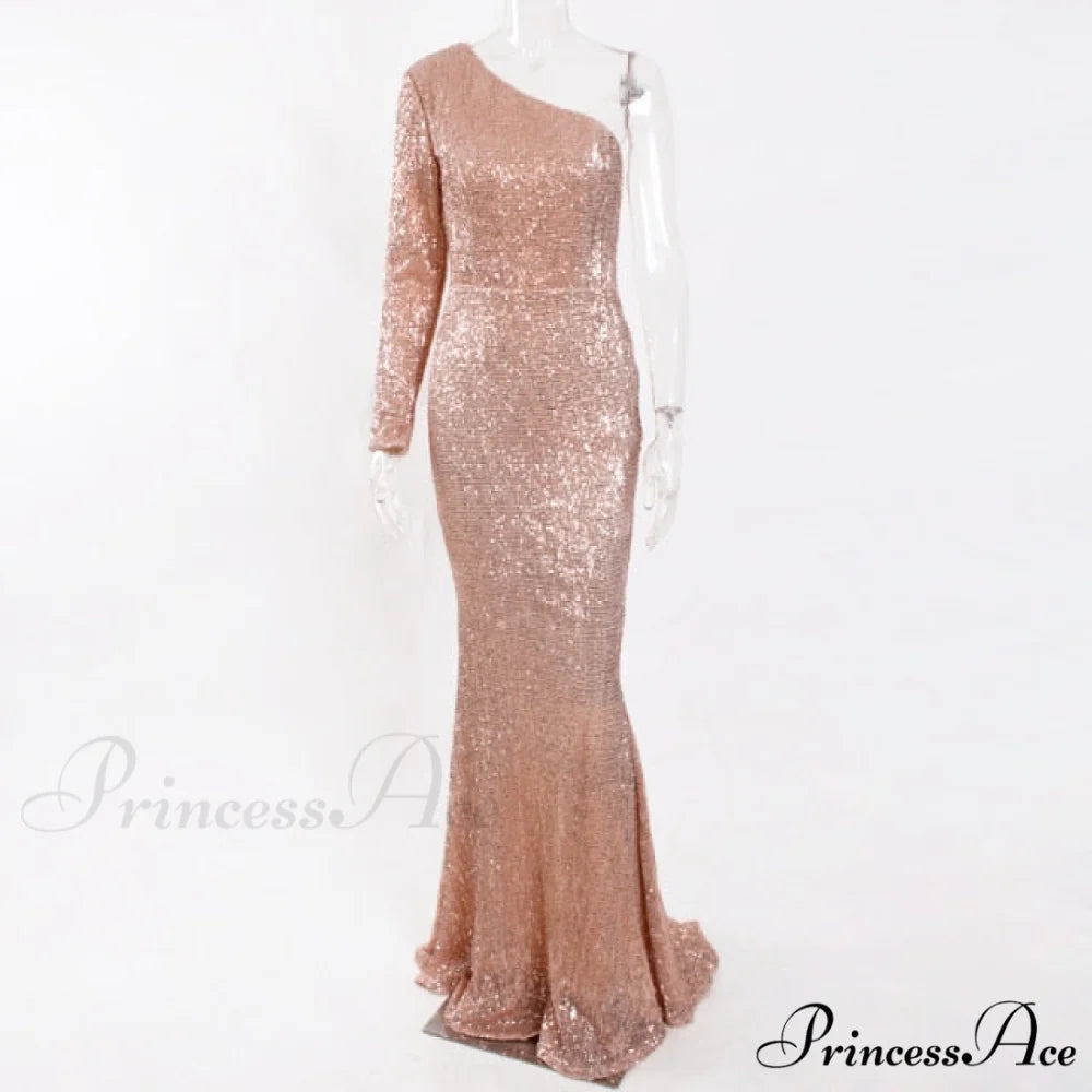 Backless Luxury Stretchy Mermaid Dress Gold / XS