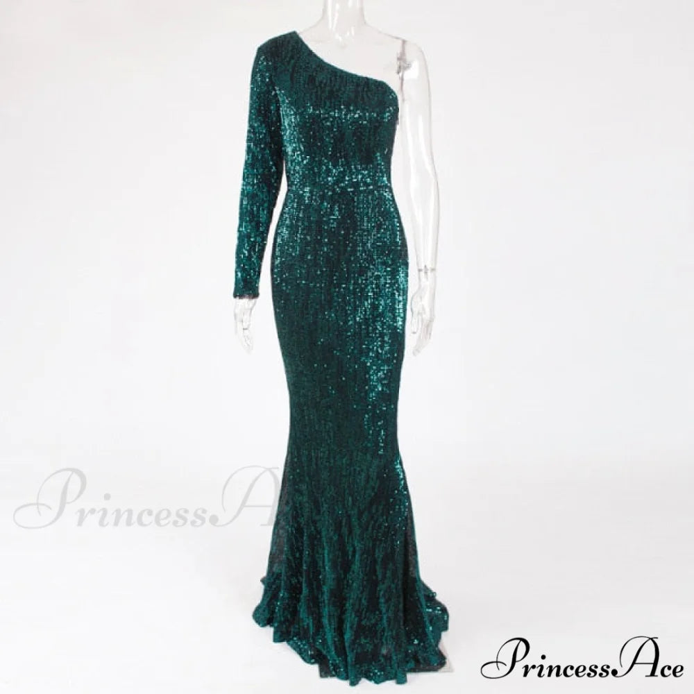 Backless Luxury Stretchy Mermaid Dress Green / XS