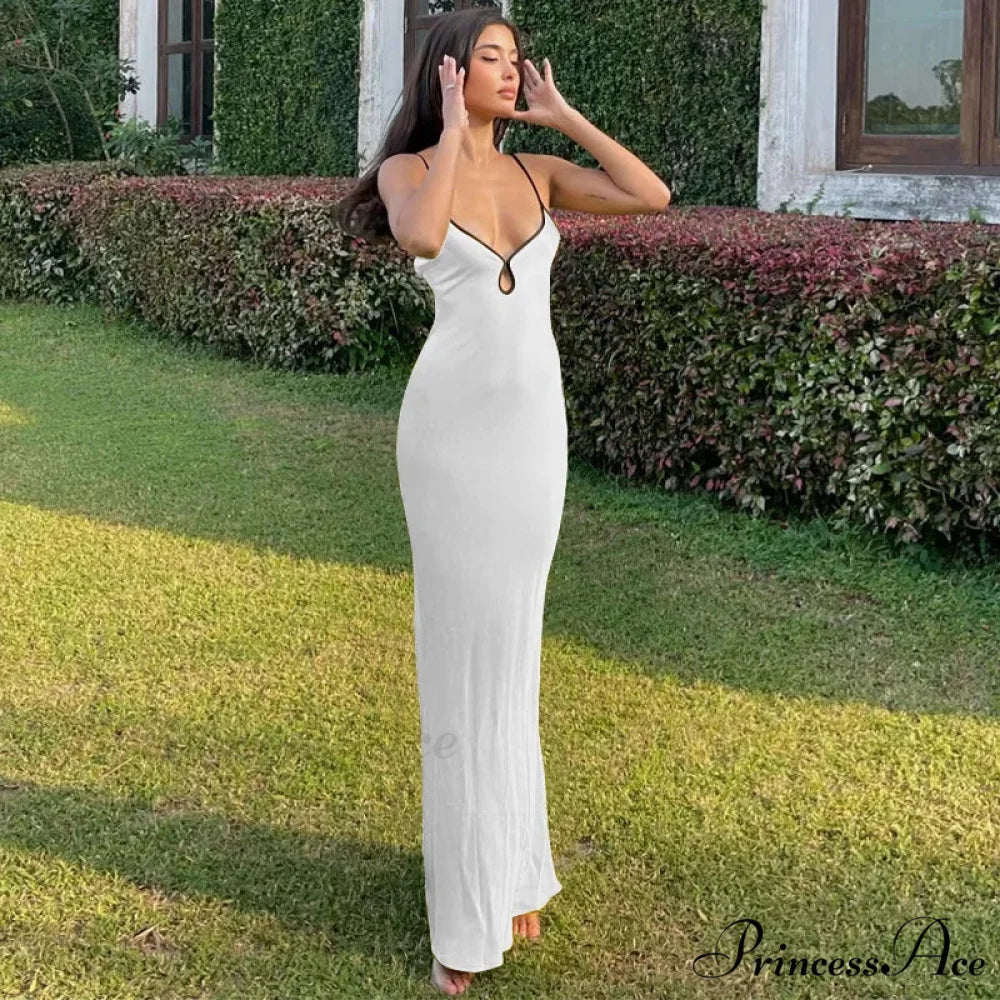 Backless Maxi For Women 2024 Summer Sexy Lace Up Patchwork Beach OutFit Prom Long Cocktail Cut Out Dress