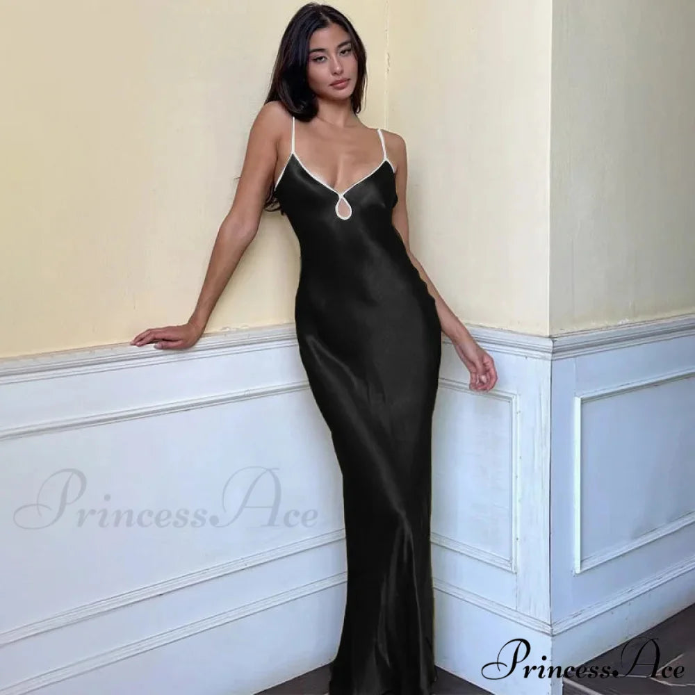 Backless Maxi For Women 2024 Summer Sexy Lace Up Patchwork Beach OutFit Prom Long Cocktail Cut Out Dress