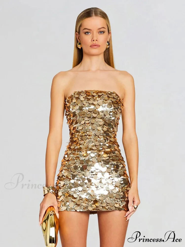 Backless Sequin Mini Party Dress