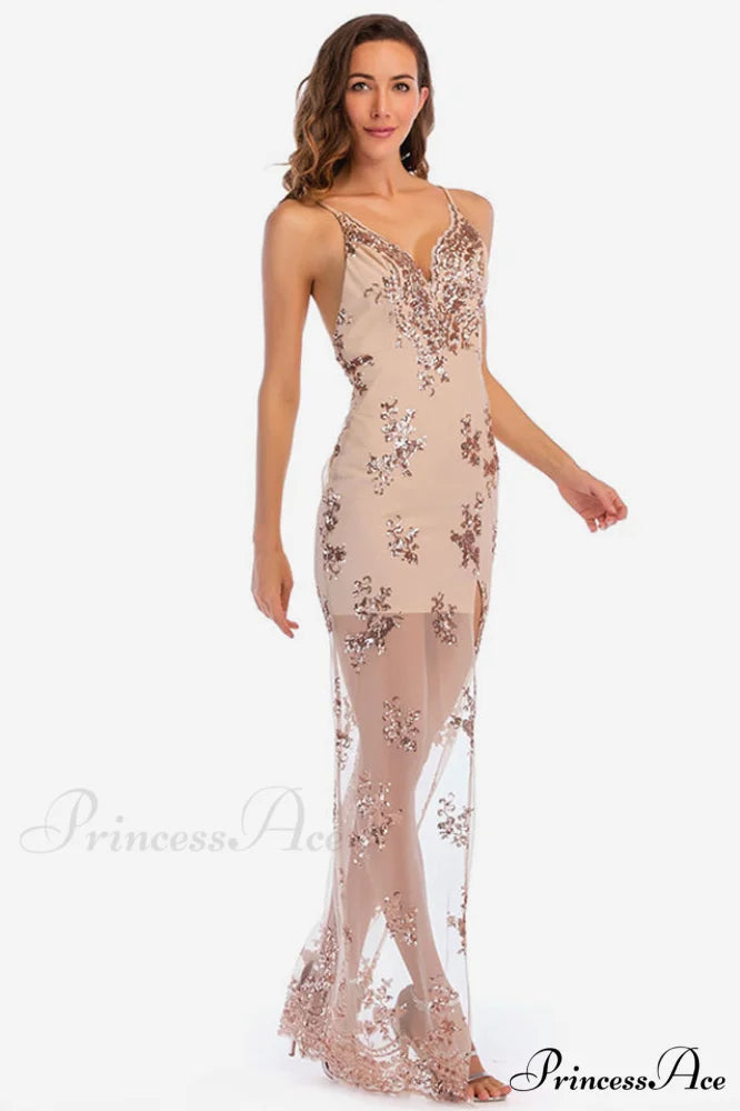 Backless Sequin Stylish Party Maxi Dress