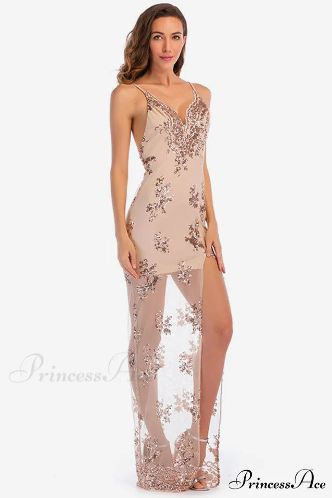Backless Sequin Stylish Party Maxi Dress