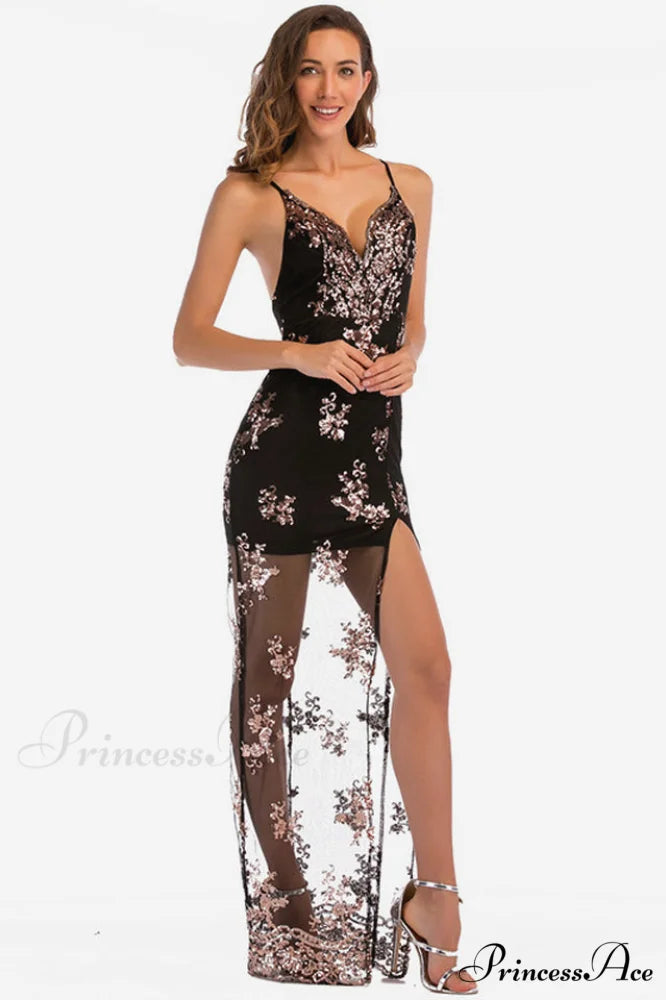 Backless Sequin Stylish Party Maxi Dress