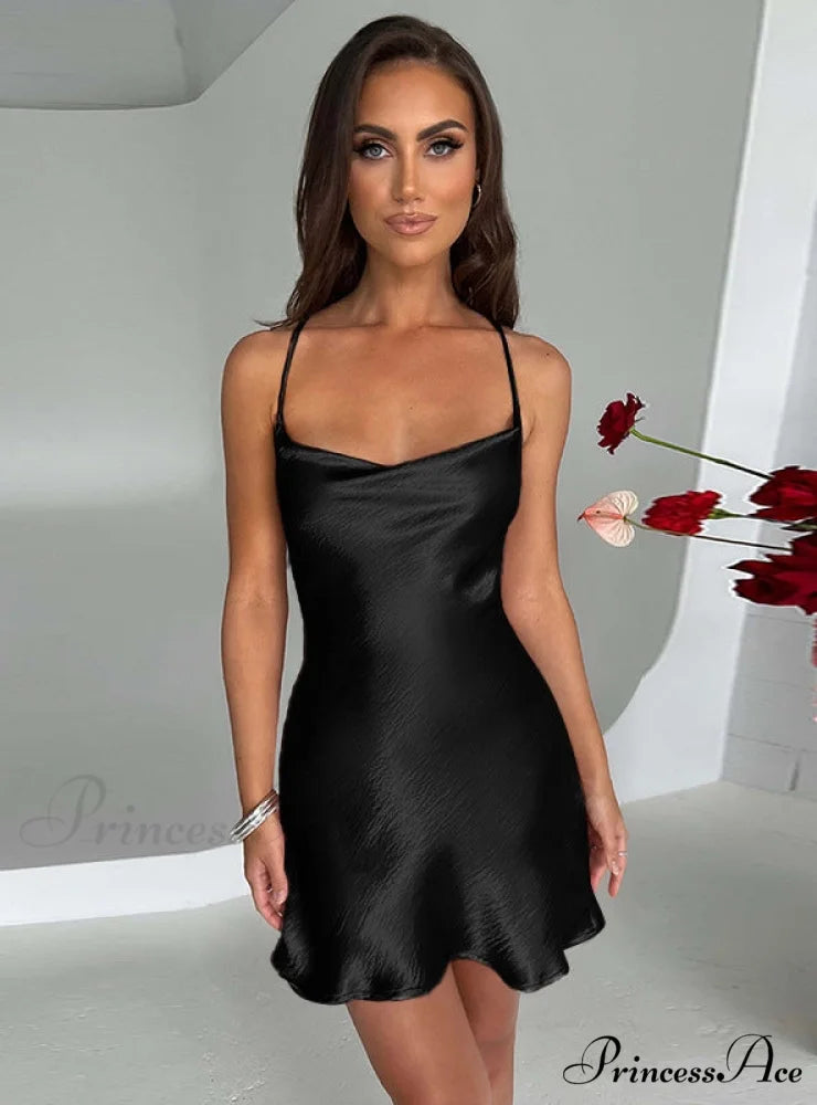 Backless Sexy Slim Dress M / Black