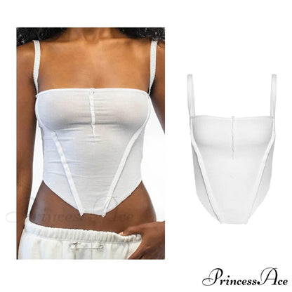 Backless Sleeveless Spaghetti Strap Halter Camis nz7011-white / S