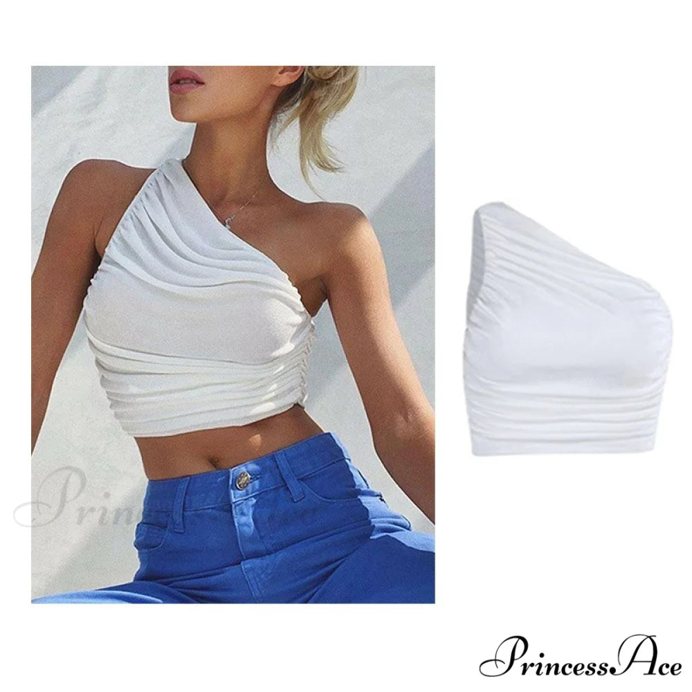 Backless Sleeveless Spaghetti Strap Halter Camis nz815-white / S