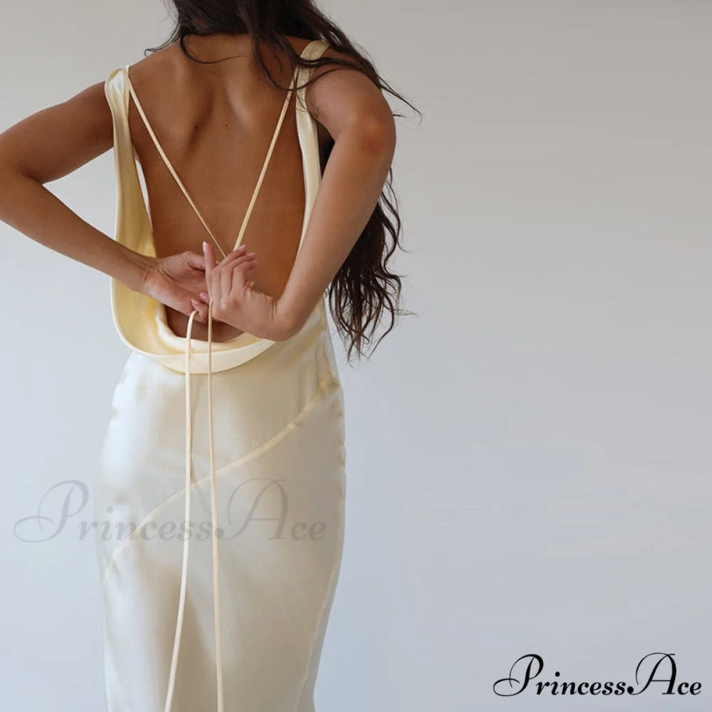 Backless Slim Hollow Out Women Party Dresses