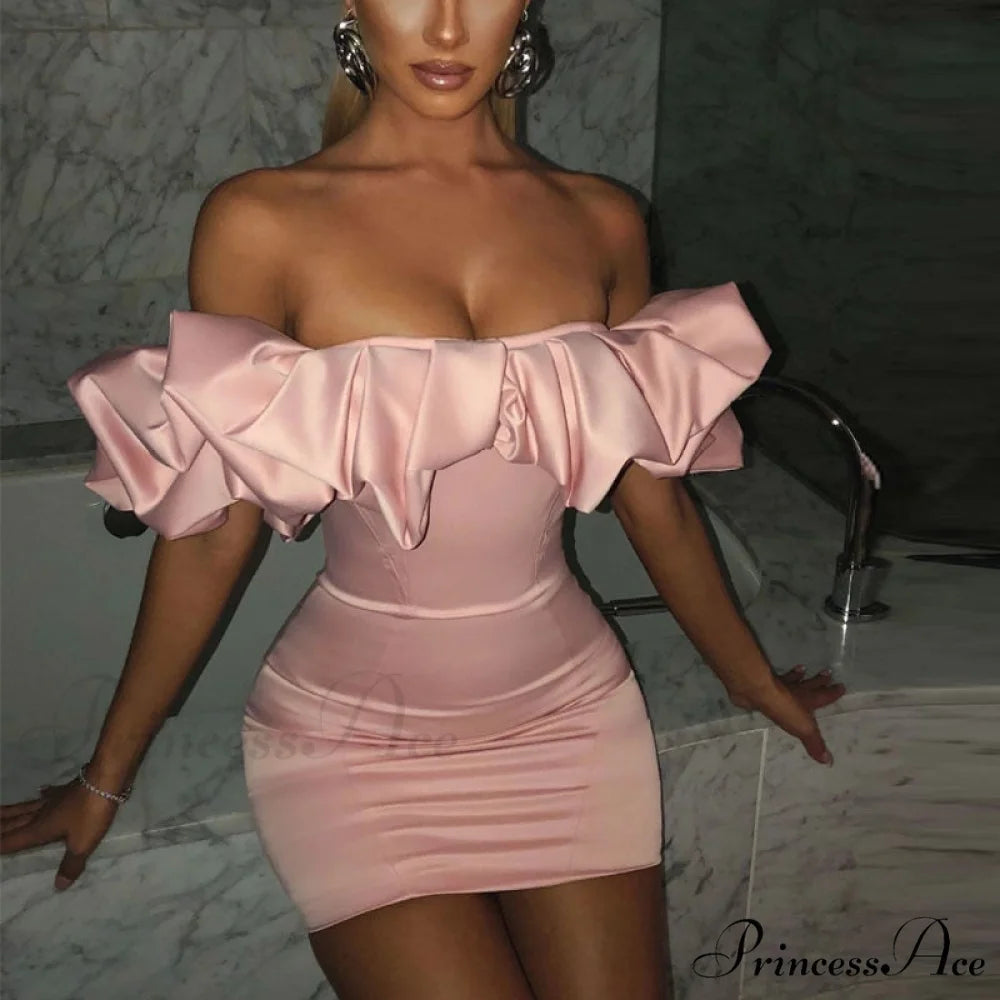 Backless Strapless Bodycon Short Sexy Party Dress Pink / S